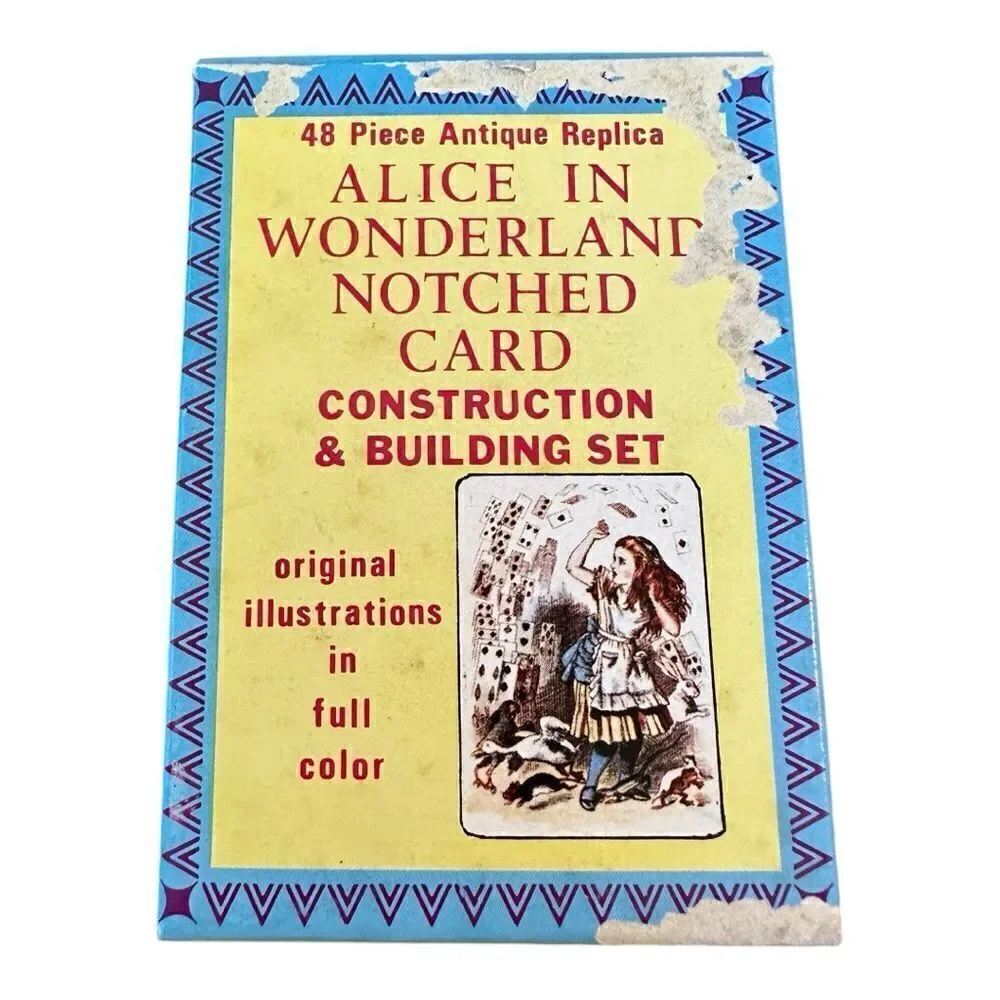 1989 ALICE IN WONDERLAND NOTCHED CARD Construction Set Build A House of Cards!